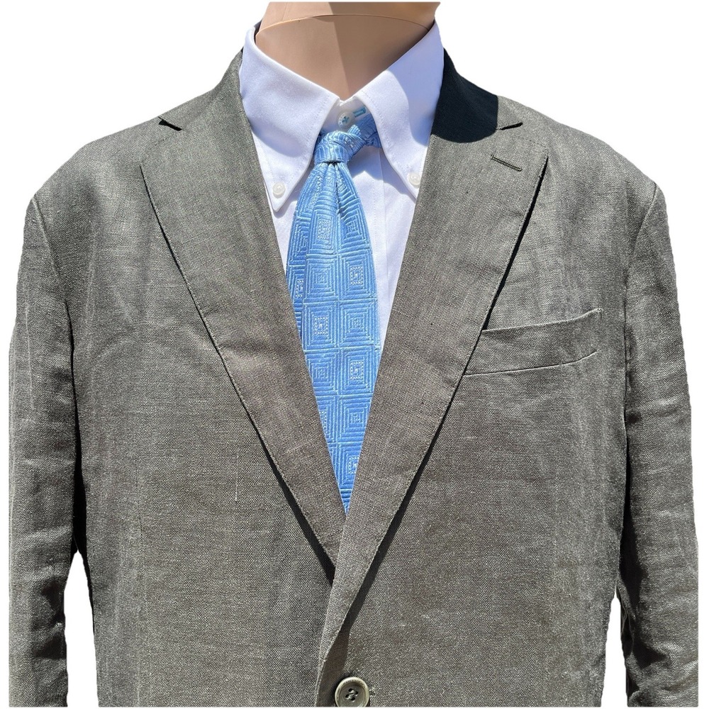 New Sene Sport Coat Mens Olive Green 100% Linen Two Button Blazer Jacket